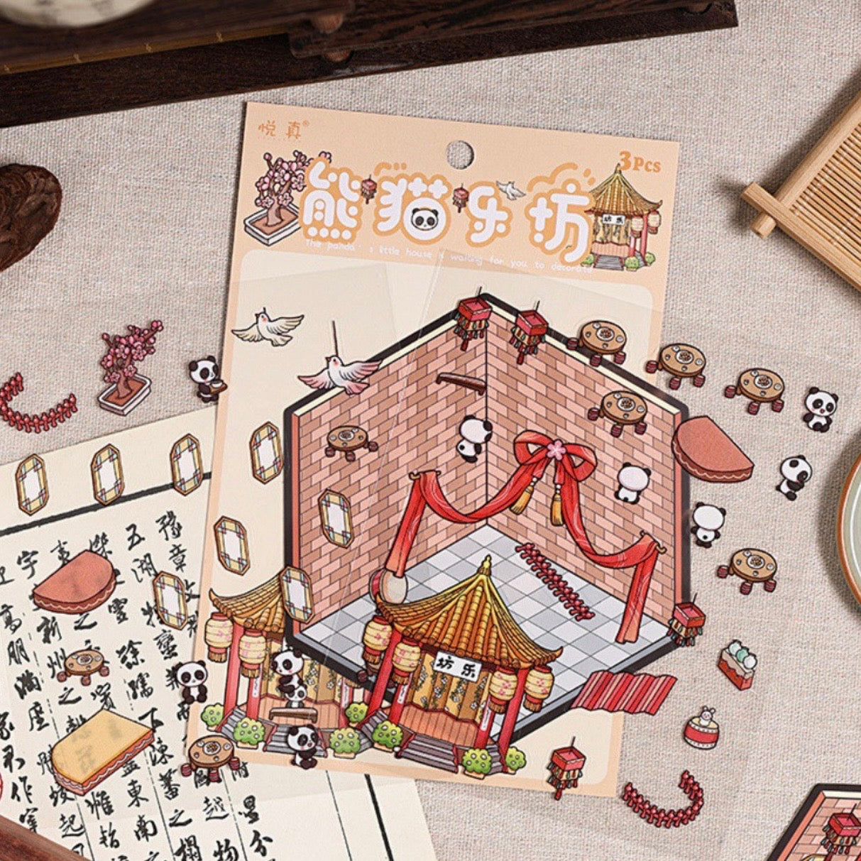 Sticker para armar casitas y Escenarios “Pandas”