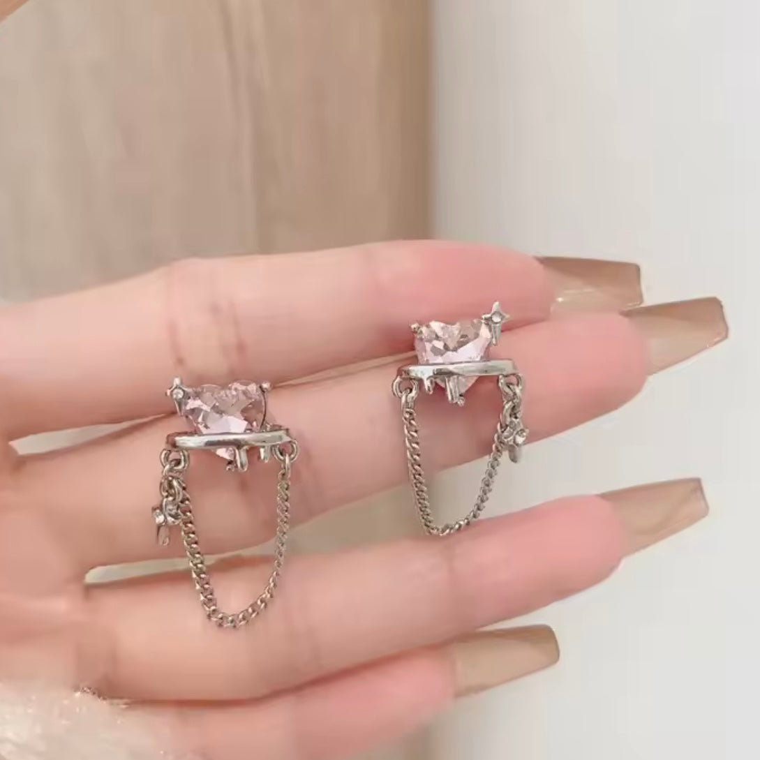 Aros “Corazón Rosado”