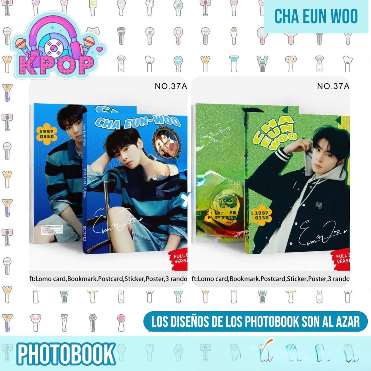 Photobook “CHA EUN-WOO” + 4 PhotoCards + Lámina de Stickers. 40 Páginas 29x21Cms