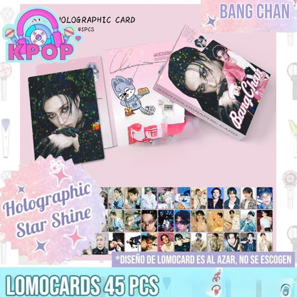 Set 45 Photocards Holographic Shine “BangChan Straykids”.