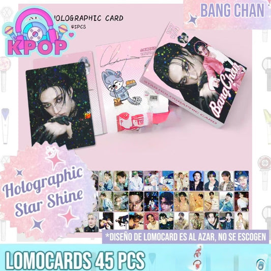 Set 45 Photocards Holographic Shine “BangChan Straykids”.