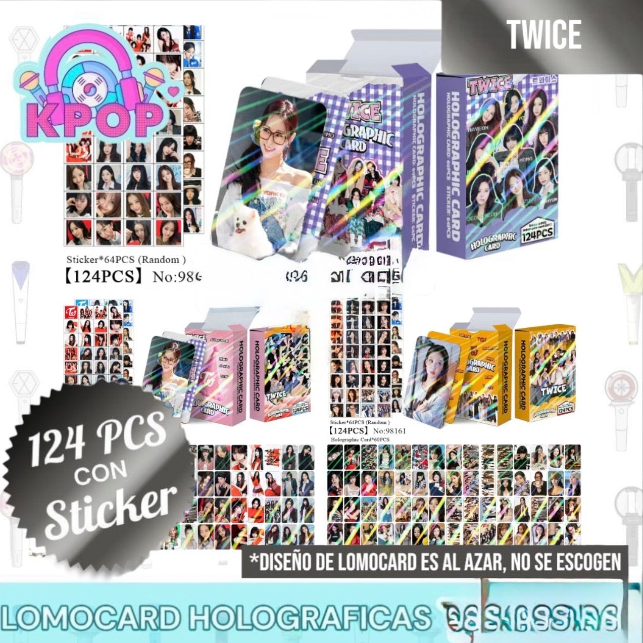 Set 124 PCS “Twice”. 64 Photocards + 60 Mini Stickers.