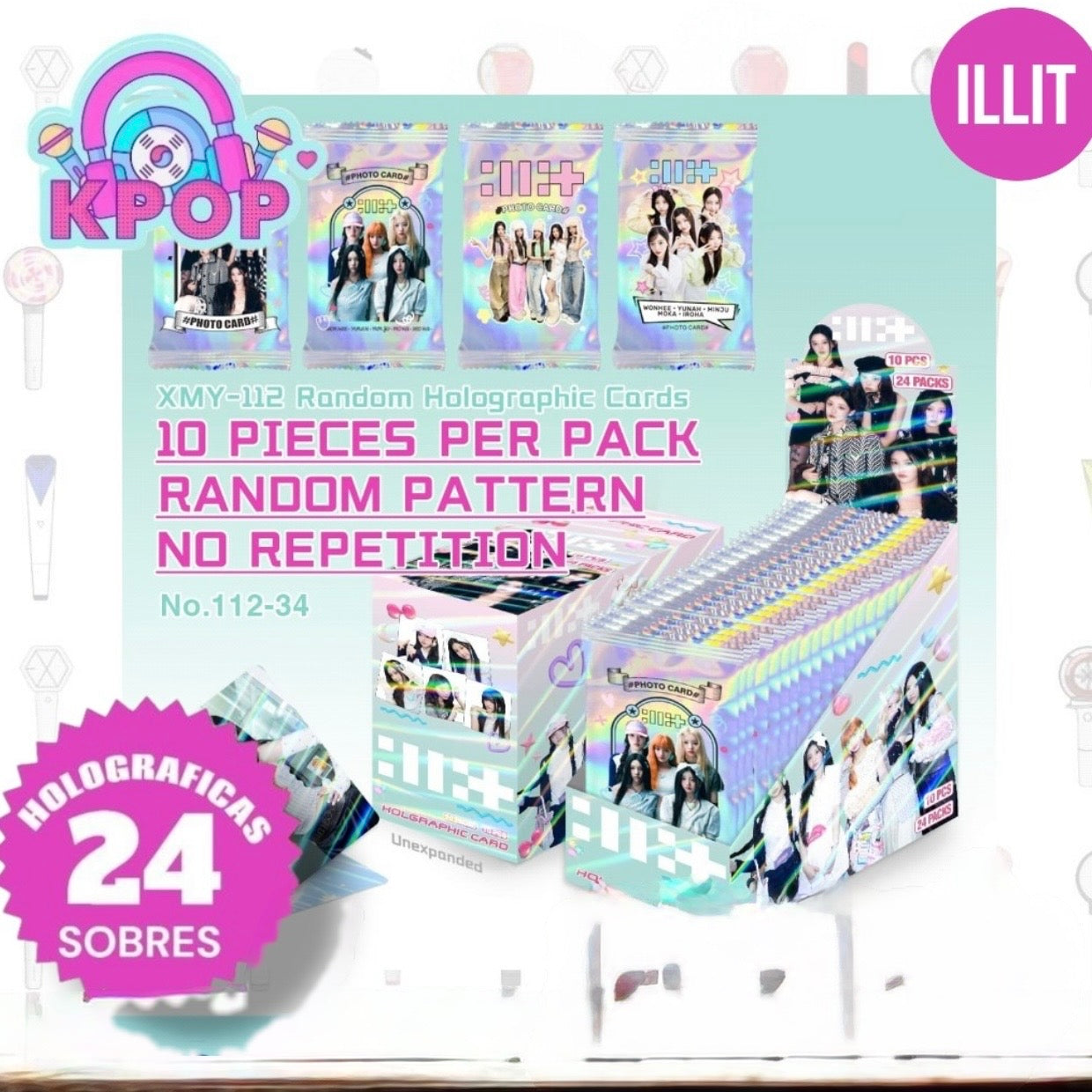 Set 10 Photocards Holograficas Sorpresa “ILLIT”