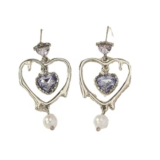 Aros “Corazón Perlitas”