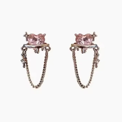 Aros “Corazón Rosado”