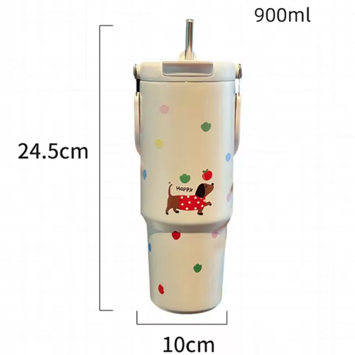 Termo + Bombilla 900ml. Duración líquido caliente 8 Horas.