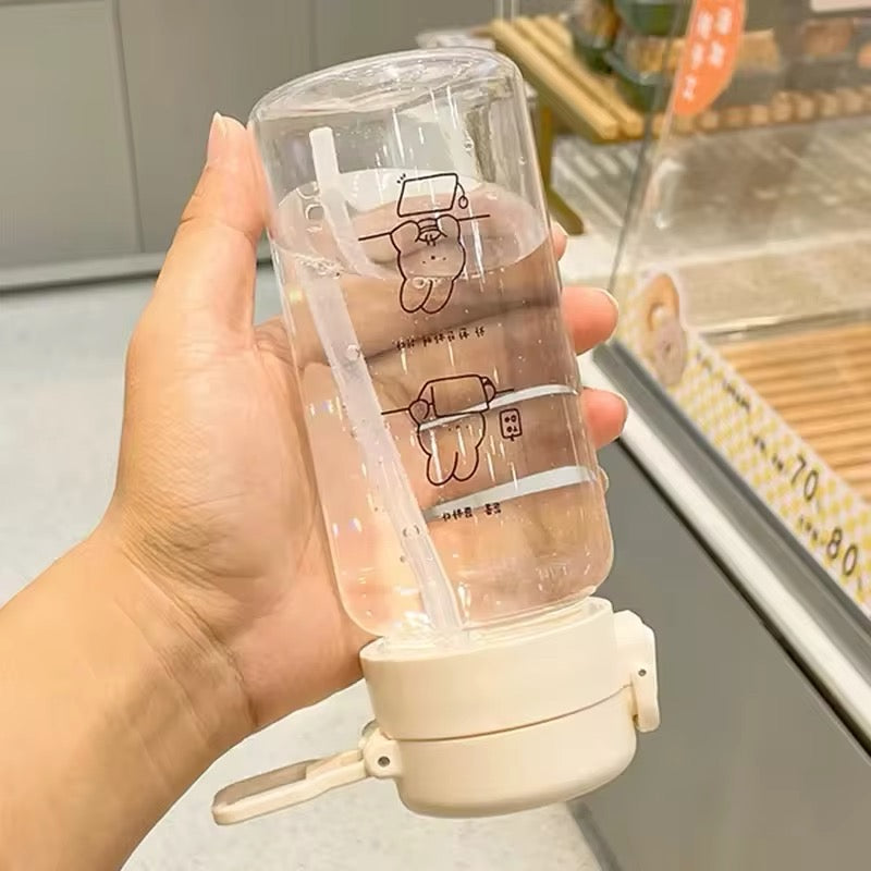 Botella con Bombilla. Material Plástico 400ml