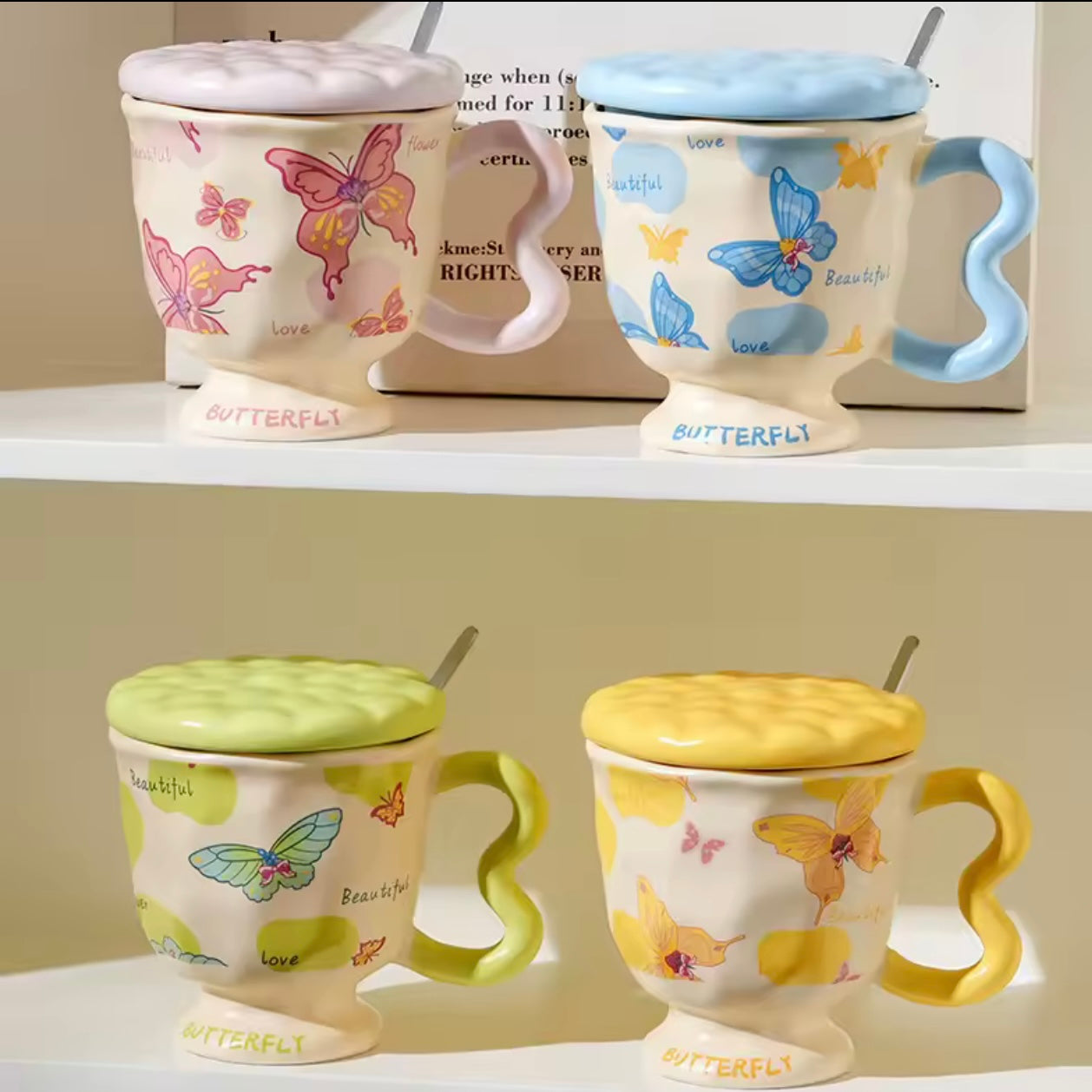 Taza + Tapa + Cuchara “Mariposa”. 400ml