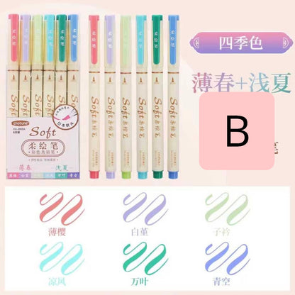 Set 6 marcadores Soft Punta Pincel.
