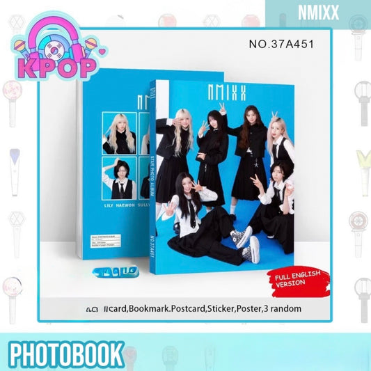 Photobook “NMIXX” + 4 PhotoCards + Lámina de Stickers. 40 Páginas 29x21Cms