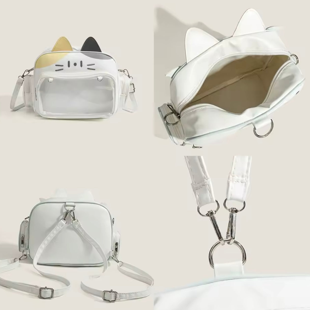 Mochila- Bolso “Gatito”. Material Cuerina 33x24x12cms
