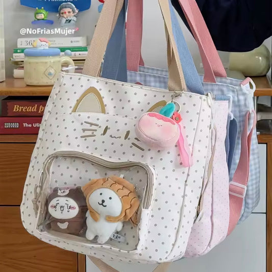 Bolso + 3 Chapitas “Gatito”. 35x34x8cms