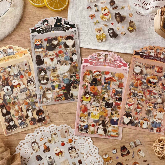Set 4 Láminas de stickers “Animalitos Otoño”