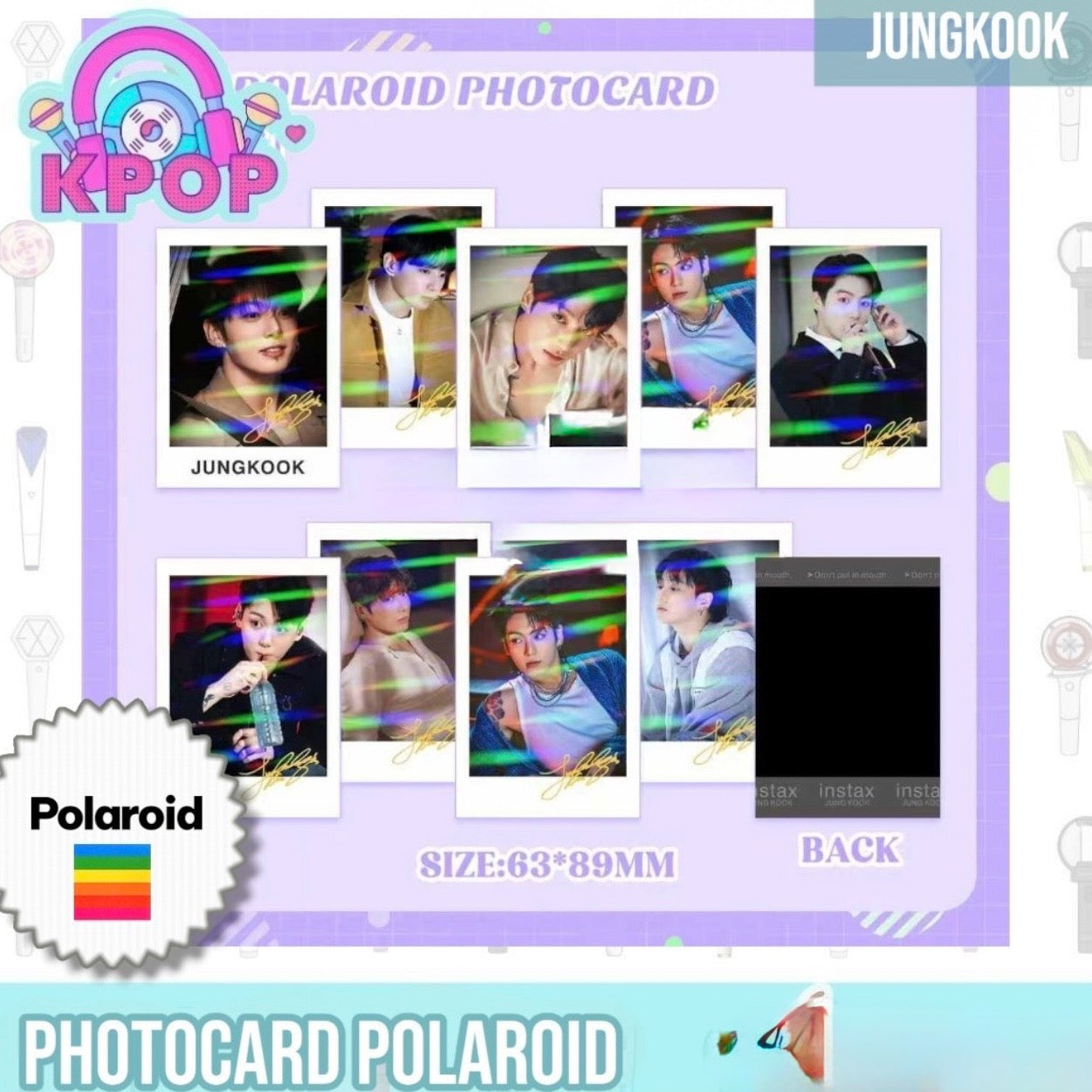 Set 9 Photocards estilo Polaroid “JungKook BTS”