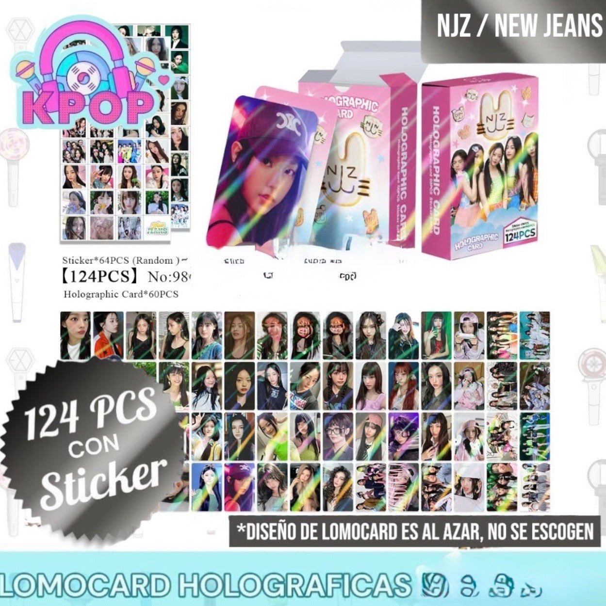 Set 124 PCS “NJZ New Jeans”. 64 Photocards + 60 Mini Stickers.