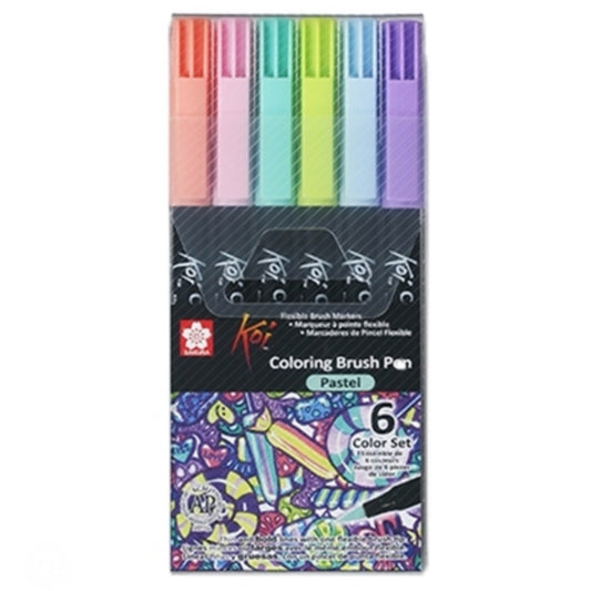 Set 6 Plumones Acuarelables Sakura Koi Brush Tonos Pastel