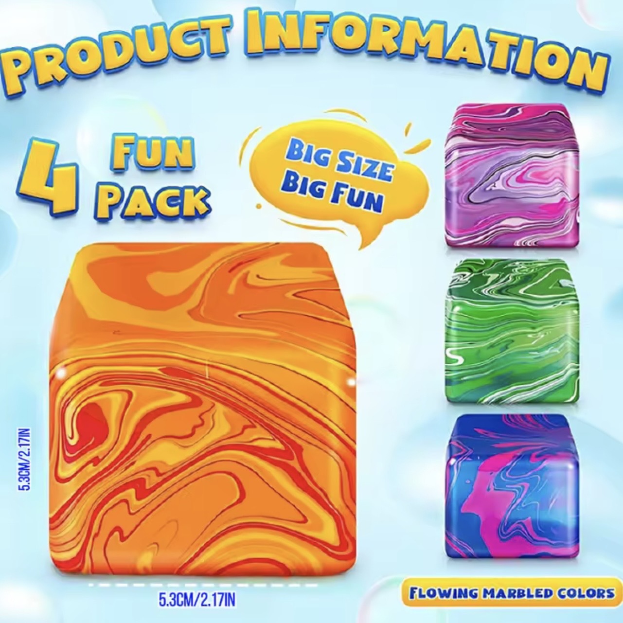 Squishy Cubo Gel Marmoleado Antiestrés