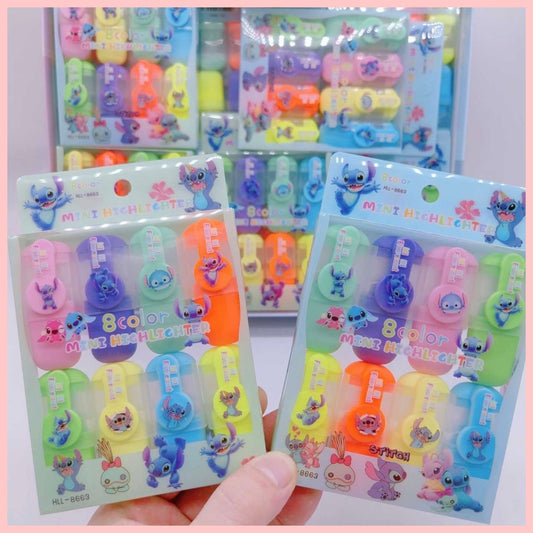 Set 8 mini Destacadores “Stitch”.