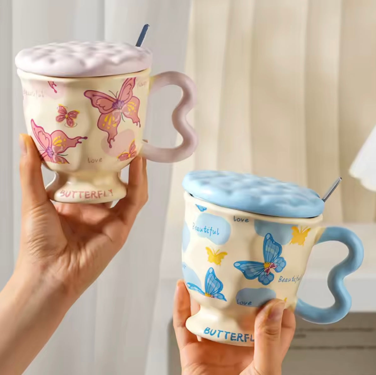 Taza + Tapa + Cuchara “Mariposa”. 400ml