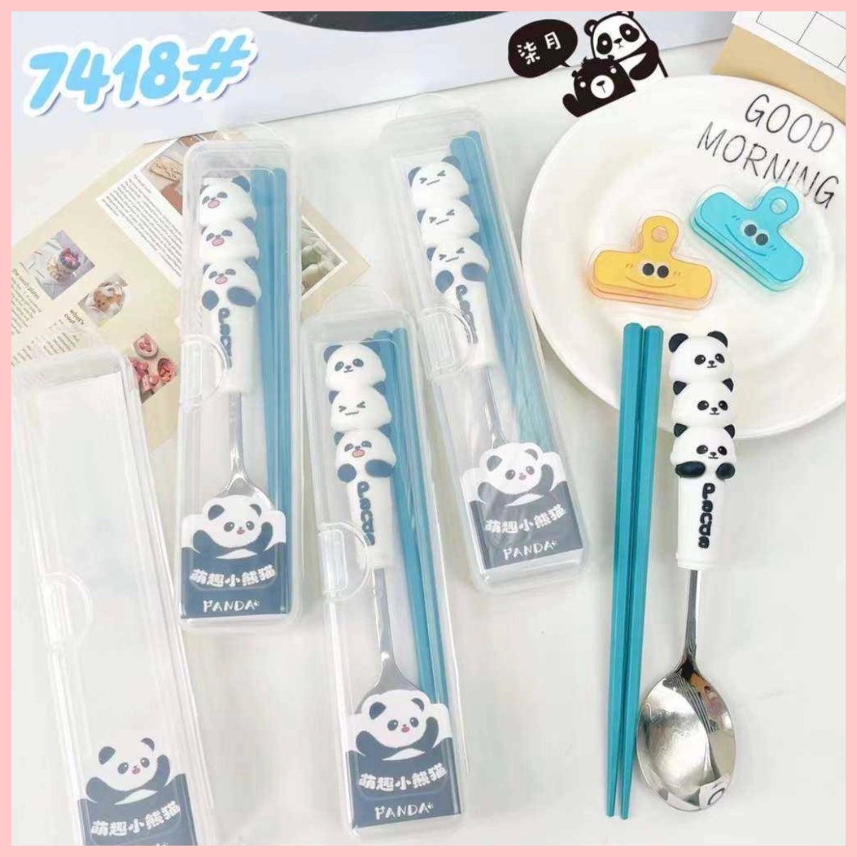 Set Cuchara + Palillos + Cajita “Panda”.