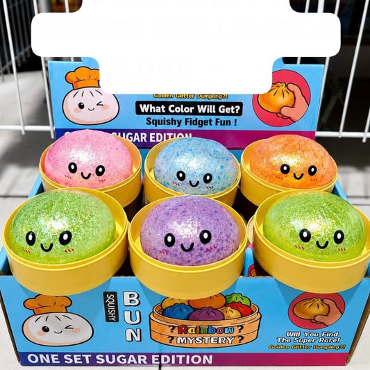 Squishy Dumpling con Carita “Pelotitas Glitter”