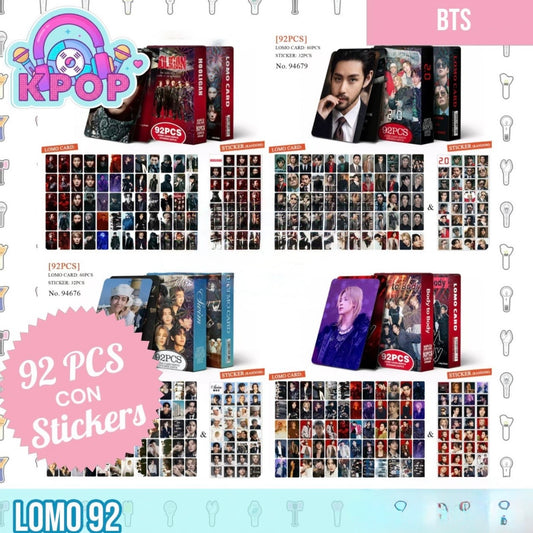 Set 92 PCS “BTS”. 60 Photocards + 32 Mini Stickers.