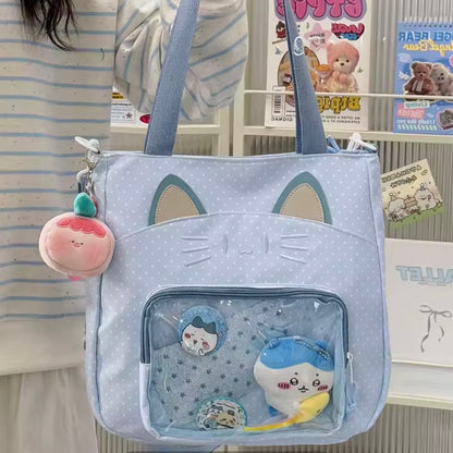 Bolso + 3 Chapitas “Gatito”. 35x34x8cms