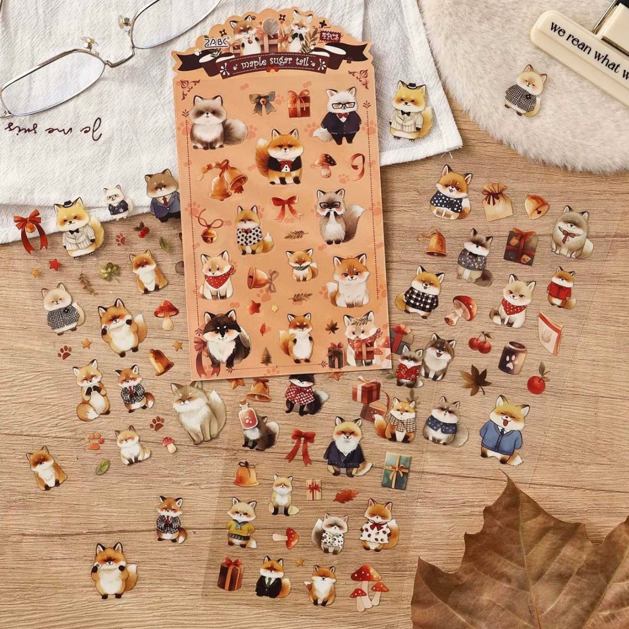 Set 4 Láminas de stickers “Animalitos Otoño”
