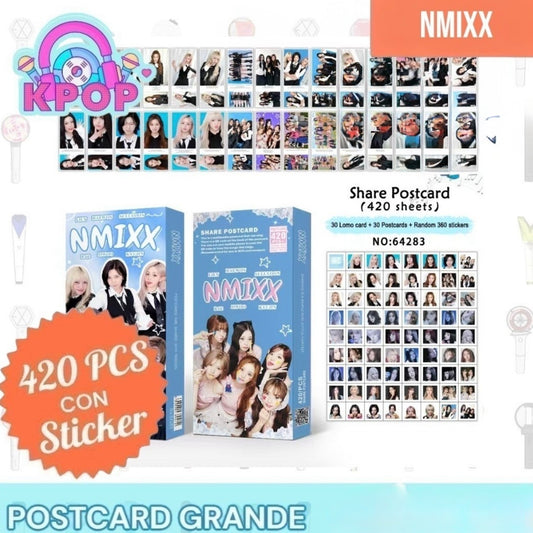 Set 420 PCS “NMIXX”. 30 Photocards + 30 LomoCards + 360 Stickers