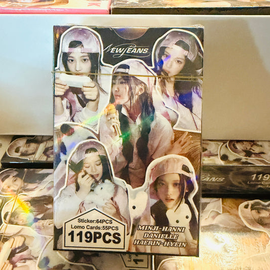Set 119 PCS “NewJeans”. 55 Photocards + 64 Mini Stickers.