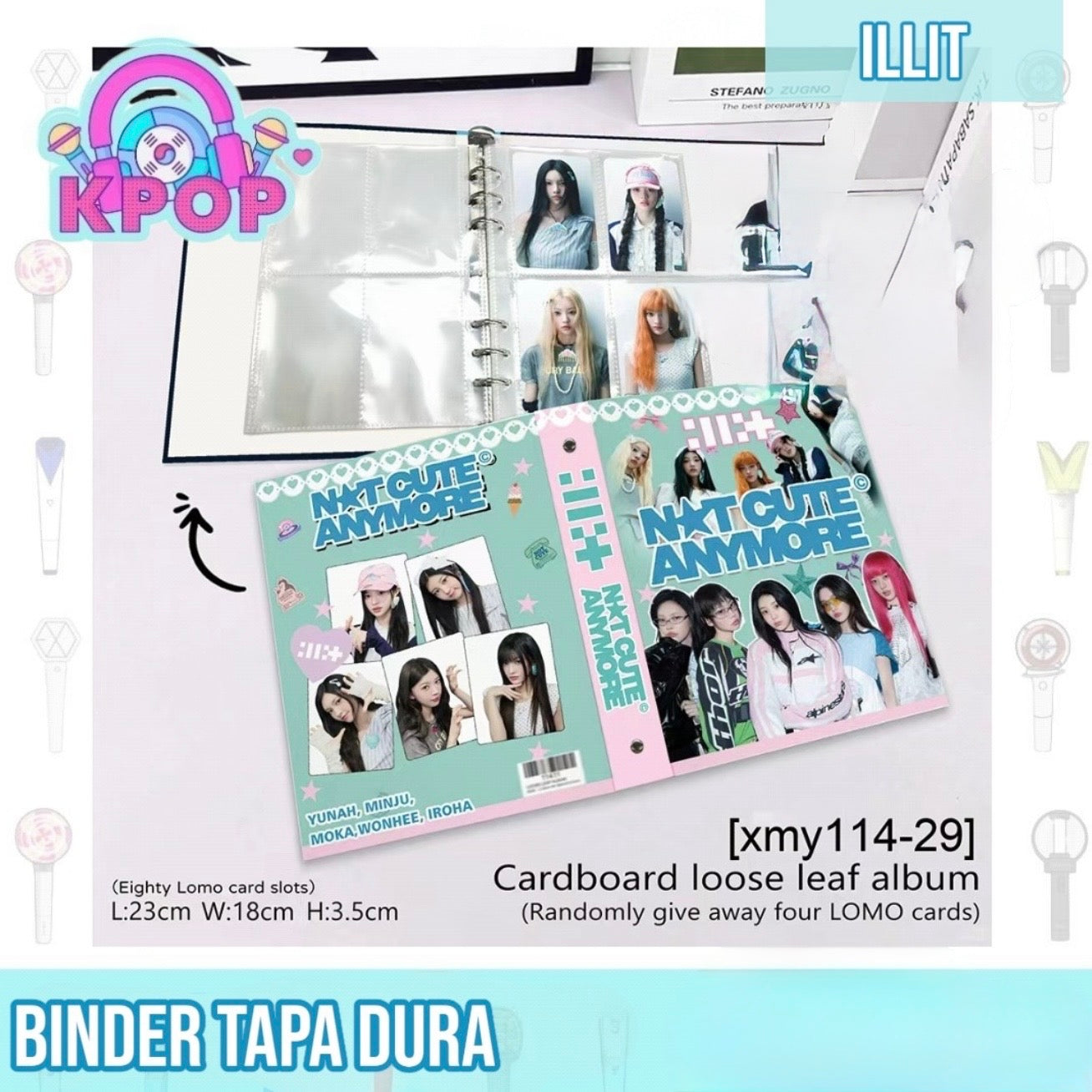 Binder Tapa Dura “ILLIT”. 23x18cms