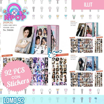 Set 92 PCS “ILLIT”. 60 Photocards + 32 Mini Stickers.
