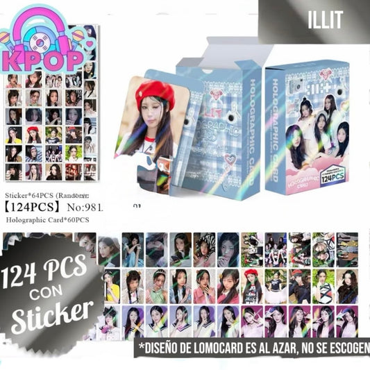 Set 124 PCS “ILLIT”. 64 Photocards + 60 Mini Stickers.