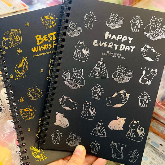 Libreta Hoja Negra “Gatitos”. 32 Hojas 21x15cms