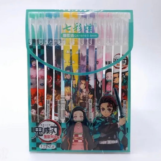 Set 12 Tiralíneas Borrables “Kimetsu no Yaiba”. Tinta Azul