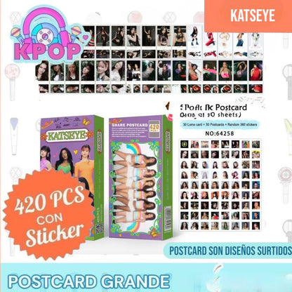 Set 420 PCS “Katseye”. 30 Photocards + 30 LomoCards + 360 Stickers