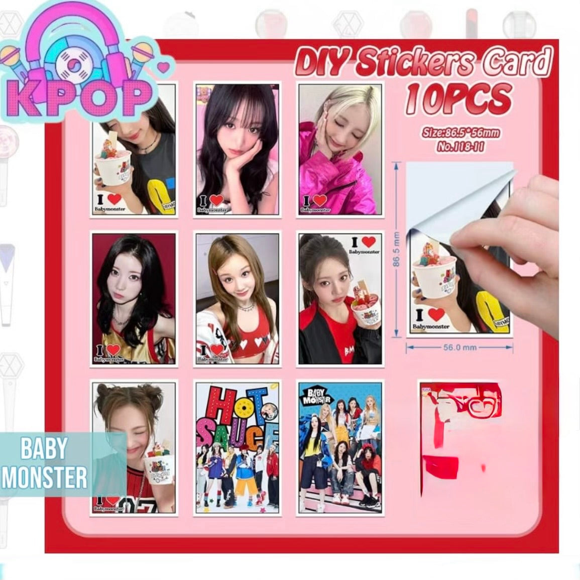 Set 10 Photocards Stickers. Distintos Grupos