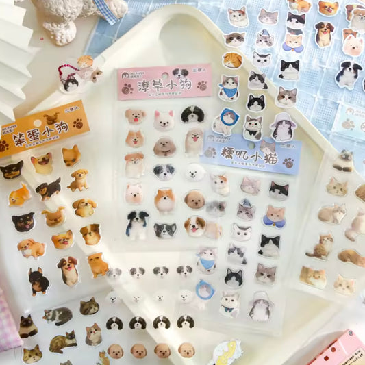 Set 3 Láminas de Stickers “Perros y Gatos”.
