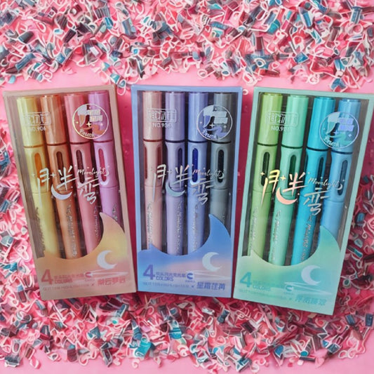 Set 4 Destacadores Punta Pincel Glitter