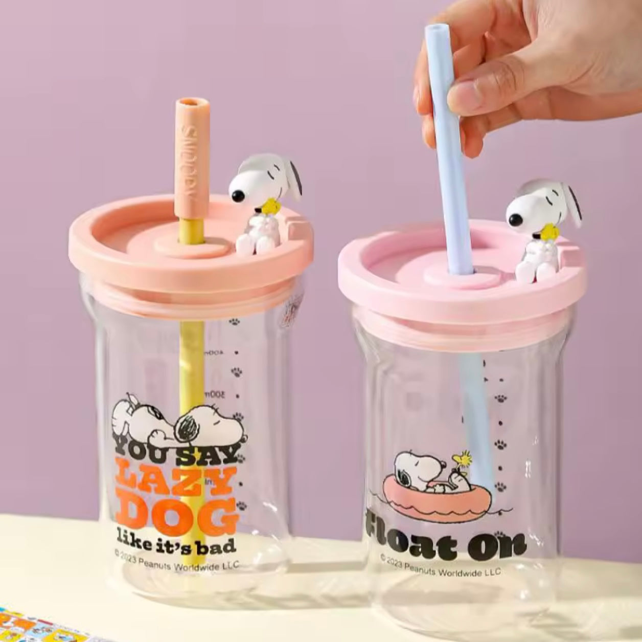 Vaso Vidrio Templado “Snoopy”. Apto para líquidos calientes y fríos. 700ml