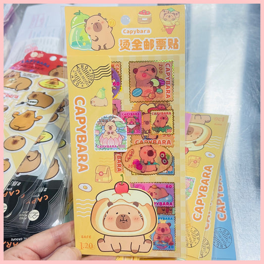 Set 2 Láminas de Stickers “Capybara”.