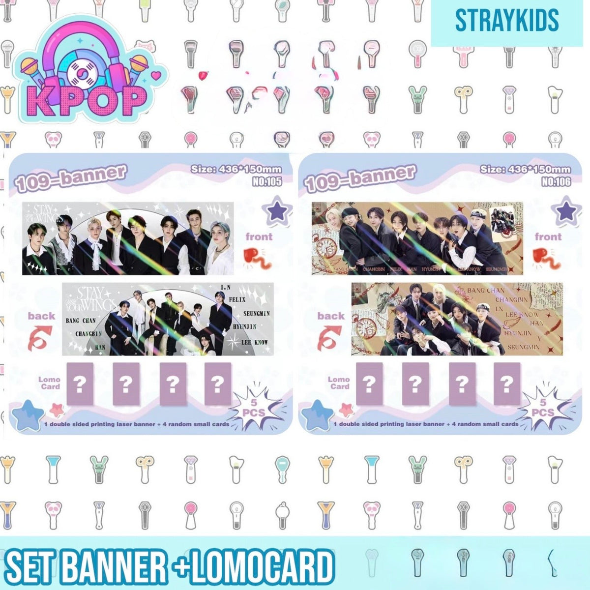 Banner + 4 Photocards “Straykids”.