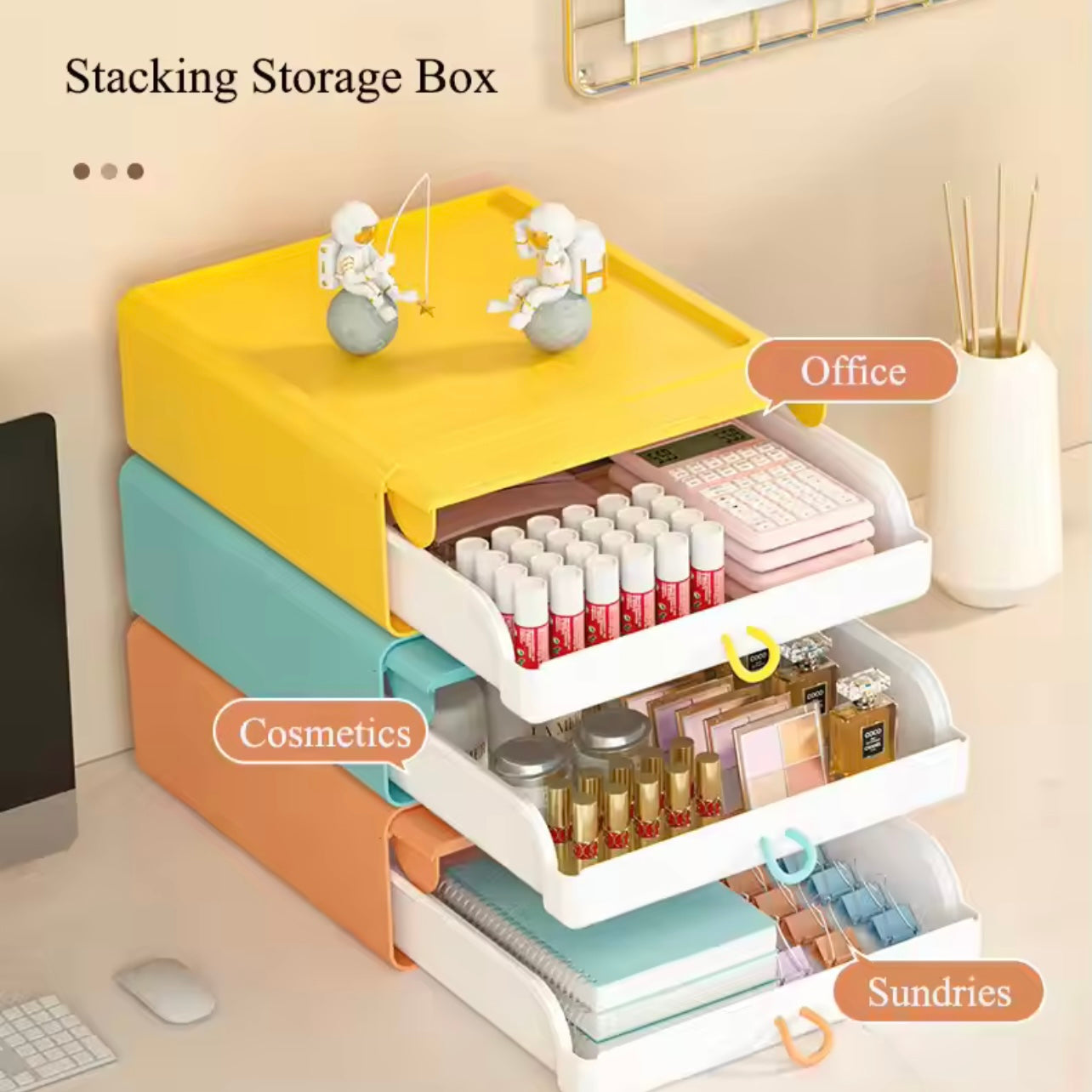Cajas Organizadoras apilables. 20x21x8cms