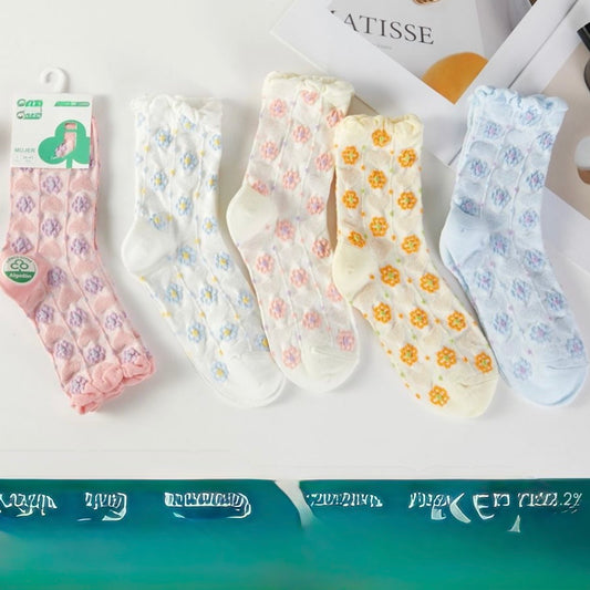 Calcetín “Flores”. Talla Standard (36-42)