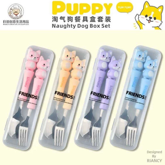 Set Tenedor + Cuchara + Cajita “Puppy”