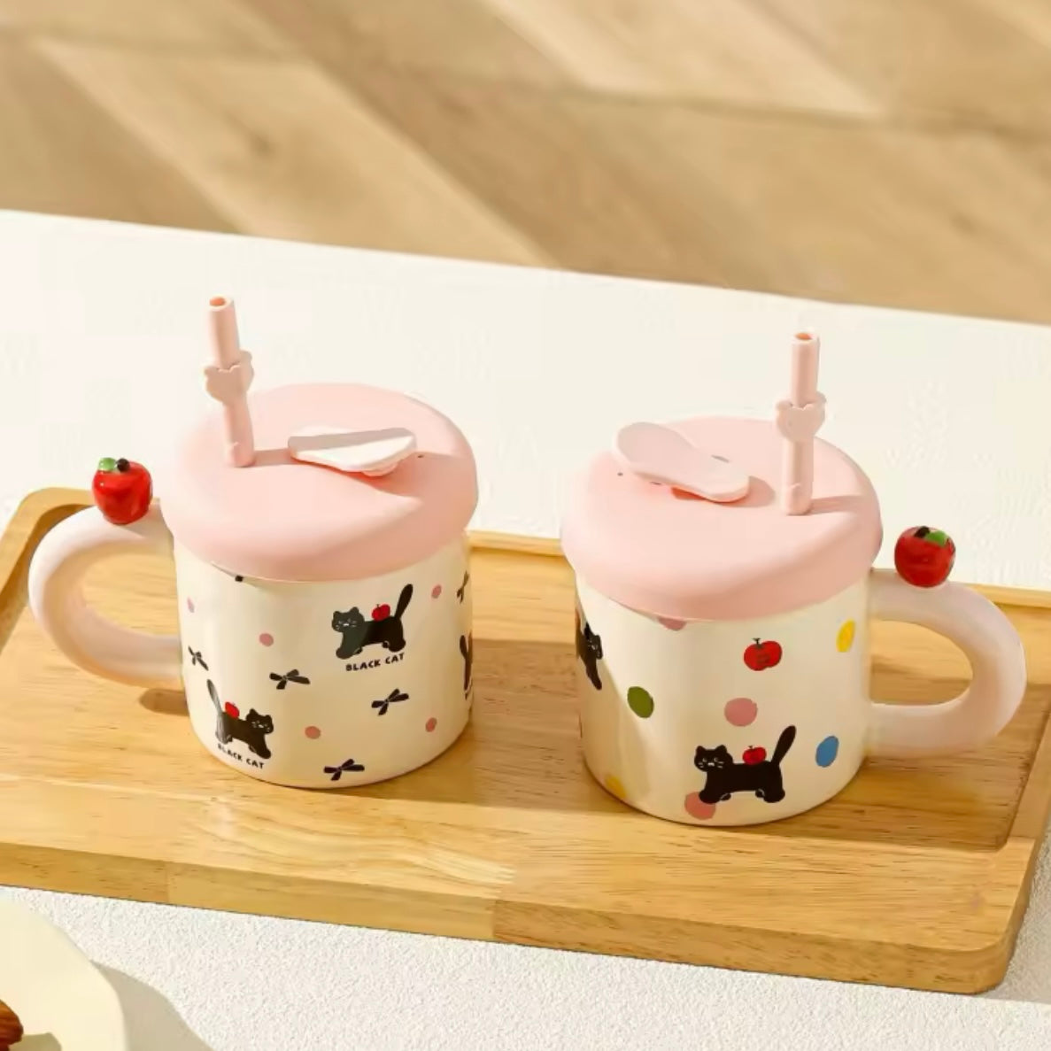 Taza con Bombilla “Gatito”. 400ml