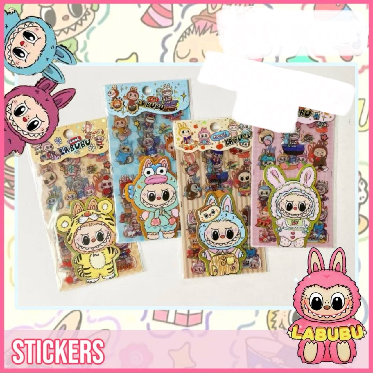 Set 4 Láminas de Stickers “Labubu”