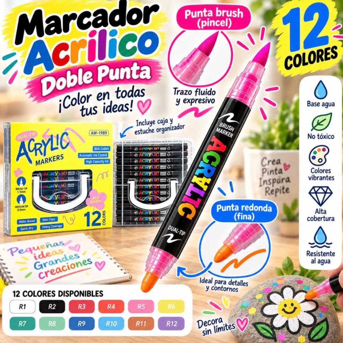 Set 12 marcadores Acrílicos