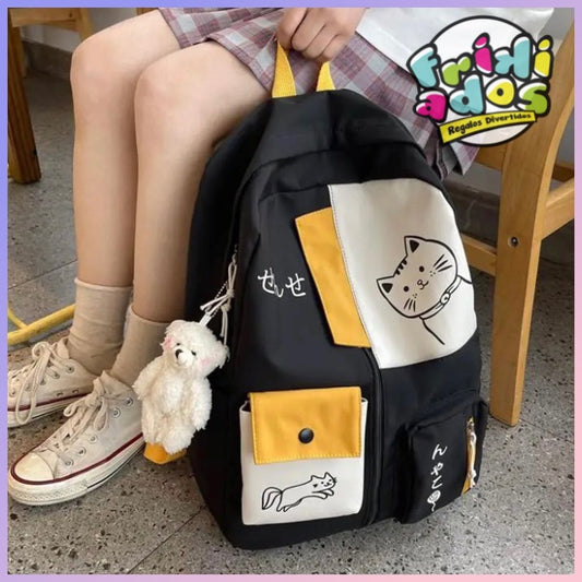 Mochila Multi-Bolsillos Impermeable “Gatito”. 44x32x15cms