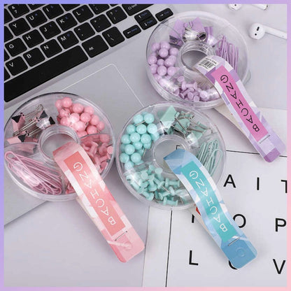 Set escritorio circular tonos pastel